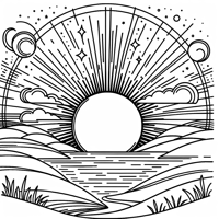 April Morning Sunrise Coloring Page
