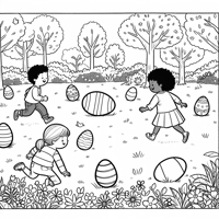 Easter Egg Hunt Coloring Page