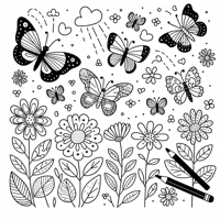 Springtime Butterflies Coloring Page