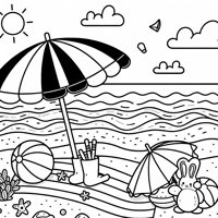 Beach Day Coloring Page