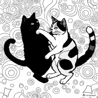 Cat Showdown Black Vs Calico Coloring Page