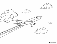 Airplane With Contrails In A Bright Blue Sky Coloring Page