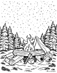 Campfire Under The Stars Coloring Page