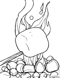 Marshmallow Roasting On Stick Coloring Page