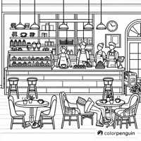 Simple Coffee Shop Coloring Page