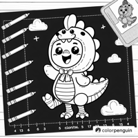 Chicken Nugget In A Dino Costume Coloring Page