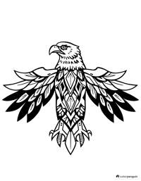 Tribal Eagle With Geometric Patterns Coloring Page