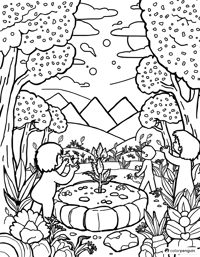 Earth Day Celebration Scenes Coloring Page