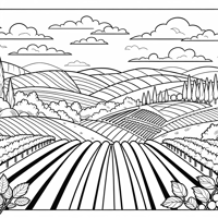 French Countryside Landscape Coloring Page