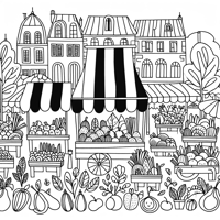French Market Coloring Sheet Coloring Page