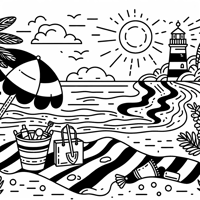 French Riviera Beach Coloring Sheet Coloring Page
