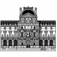 Louvre Museum Coloring Page