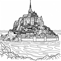 Mont SaintMichel Coloring Page