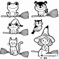 Room On The Broom With Friends Coloring Page