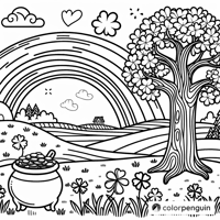 Rainbow Over The Hills Coloring Page
