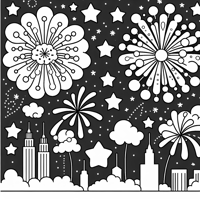 Red White And Blue Fireworks Coloring Page