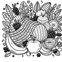 Fresh Fruit Bounty Coloring Page