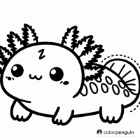 Kawaii Axolotl Coloring Page