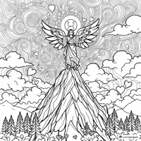 Angel Of Love Over Nature Coloring Page
