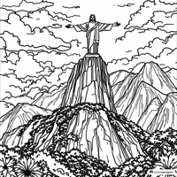 Christ The Redeemer And Sugarloaf Mountain Coloring Page