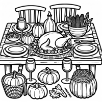 Thanksgiving Dinner Table Coloring Page