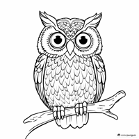 Owl On A Branch Coloring Page