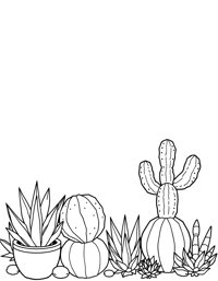 Cactus And Succulents Coloring Page