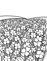 Clover Field And Shamrocks Coloring Page