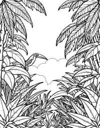 Tropical Jungle Scene Coloring Page