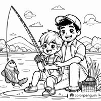 Fishing Adventure By The River Coloring Page