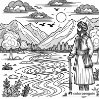 Marcellin Champagnat By The River Coloring Page