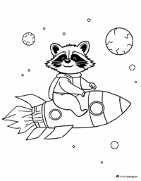 Rocket Raccoon In Space Coloring Page