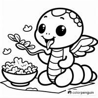 Superhero Snake Enjoying Salad Coloring Page