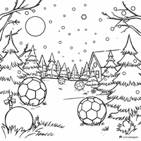 Christmas Wonderland With Footballs And Soccer... Coloring Page