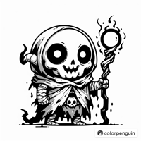 Playful Chibi Lich Coloring Page