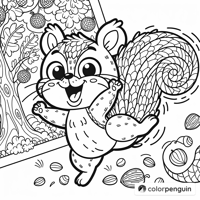 Funny Squirrel Coloring Page
