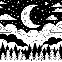 Moonlit Sky Coloring Page
