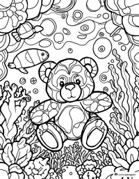 Underwater World Of Teddy Bears Coloring Page