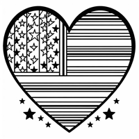 HeartShaped American Flag Coloring Page