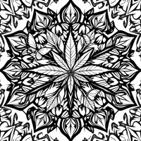 Geometric Mandala Made With Marijuana Leaves And... Coloring Page