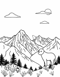 A Detailed Scene Of A Mountain Retreat Where Monks... Coloring Page