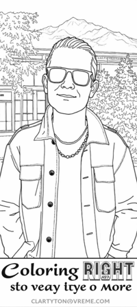 A Man Wearing A Blue Jacket A Necklace And... Coloring Page