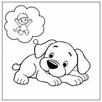The Hurt Sad Puppy Dreaming Of Playing With A... Coloring Page