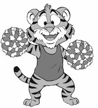 The Image Features A Cartoon Tiger Mascot Wearing... Coloring Page