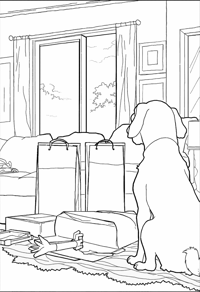 A Dog Is Standing On A Pink Blanket In Front Of... Coloring Page
