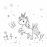 A Unicorn Comes To Birthday Party Of Fairies Coloring Page