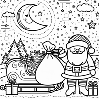 Draw A Scene With A Happy Santa Standing Next To... Coloring Page