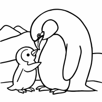 Generate Me An Image Of A Bear And A Penguin... Coloring Page
