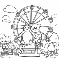 Generate Me An Image Of A Penguin And A Bear That... Coloring Page