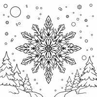 A Large Snowflake With Simple Geometric Patterns Coloring Page